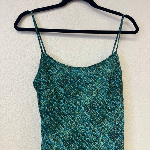 Y2k Evan Picone Scoop Neck Flowy Midi Dress Green Size 6 - Picture 4 of 5